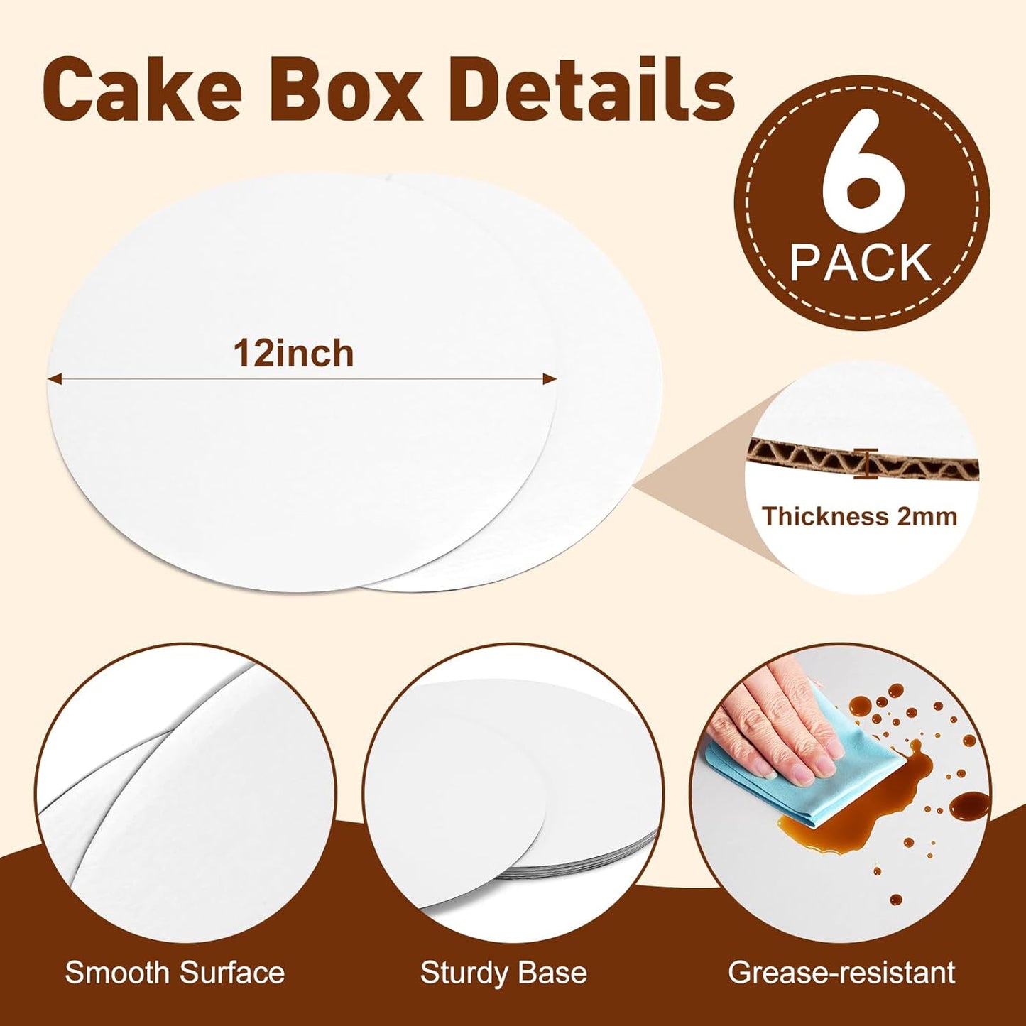 NEOACT 30 Pcs Cake Boxes, 12x12x8 Inch White Bakery Boxes with Window Cake Containers 12 Inch large Cake box for Birthday Party, Wedding,Tall Dessert Cardboard Boxes