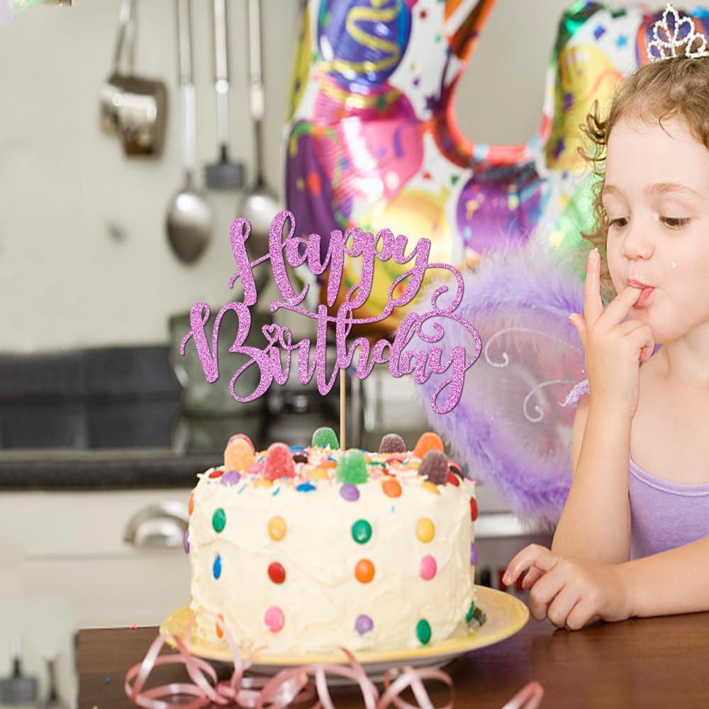 Handmade Glitter Happy Birthday Cake Topper,Birthday Party Cake Decorations, Anniversary/Birthday Party Decoration Supplies (Rainbow)
