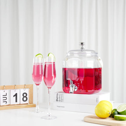 1 Gallon Beverage Dispenser - Leak proof Juice Dispenser Sealed Plastic Lemonade Dispensers with Anti-Rust Lids Drink Jug for Parties Home Kitchen Camping with Spigot（1 Packs）