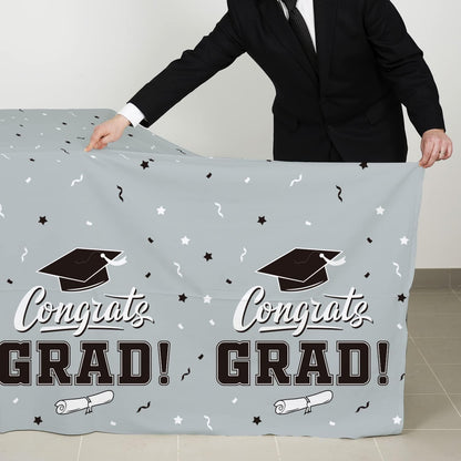 Gatherfun Graduation Party Decorations, Gongrats Grad Tablecover for Graduation Party Supplies, 3 pcs Green Table Cloths, 54"x108"
