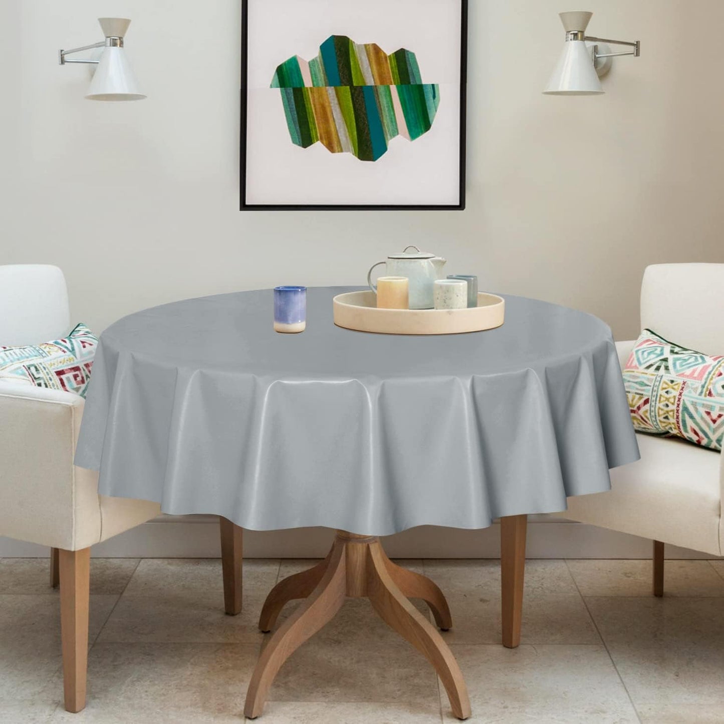 sancua Clear Plastic 100% Waterproof Tablecloth - 54 x 78 Inch - Vinyl PVC Rectangle Table Cloth Protector Oil Spill Proof Wipe Clean Table Cover for Dining Tables, Parties & Camping, Crystal Clear