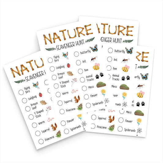 Nature Scavenger Hunt Game for Adults - Hiking, Camping, Birthday Treasure Hunt Cards - 25 Cards (A02)