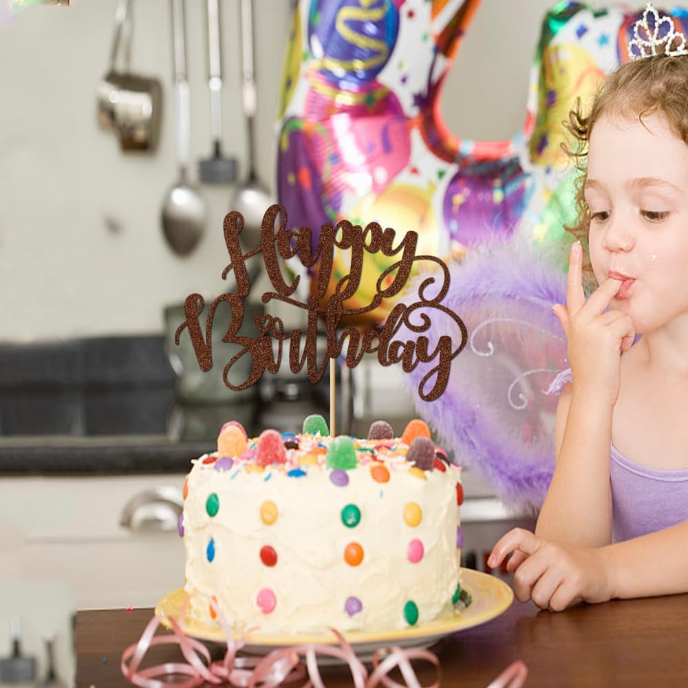 Handmade Glitter Happy Birthday Cake Topper,Birthday Party Cake Decorations, Anniversary/Birthday Party Decoration Supplies (Rainbow)