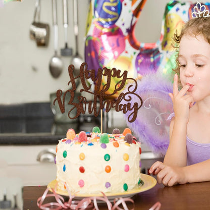 Handmade Glitter Happy Birthday Cake Topper,Birthday Party Cake Decorations, Anniversary/Birthday Party Decoration Supplies (Rainbow)