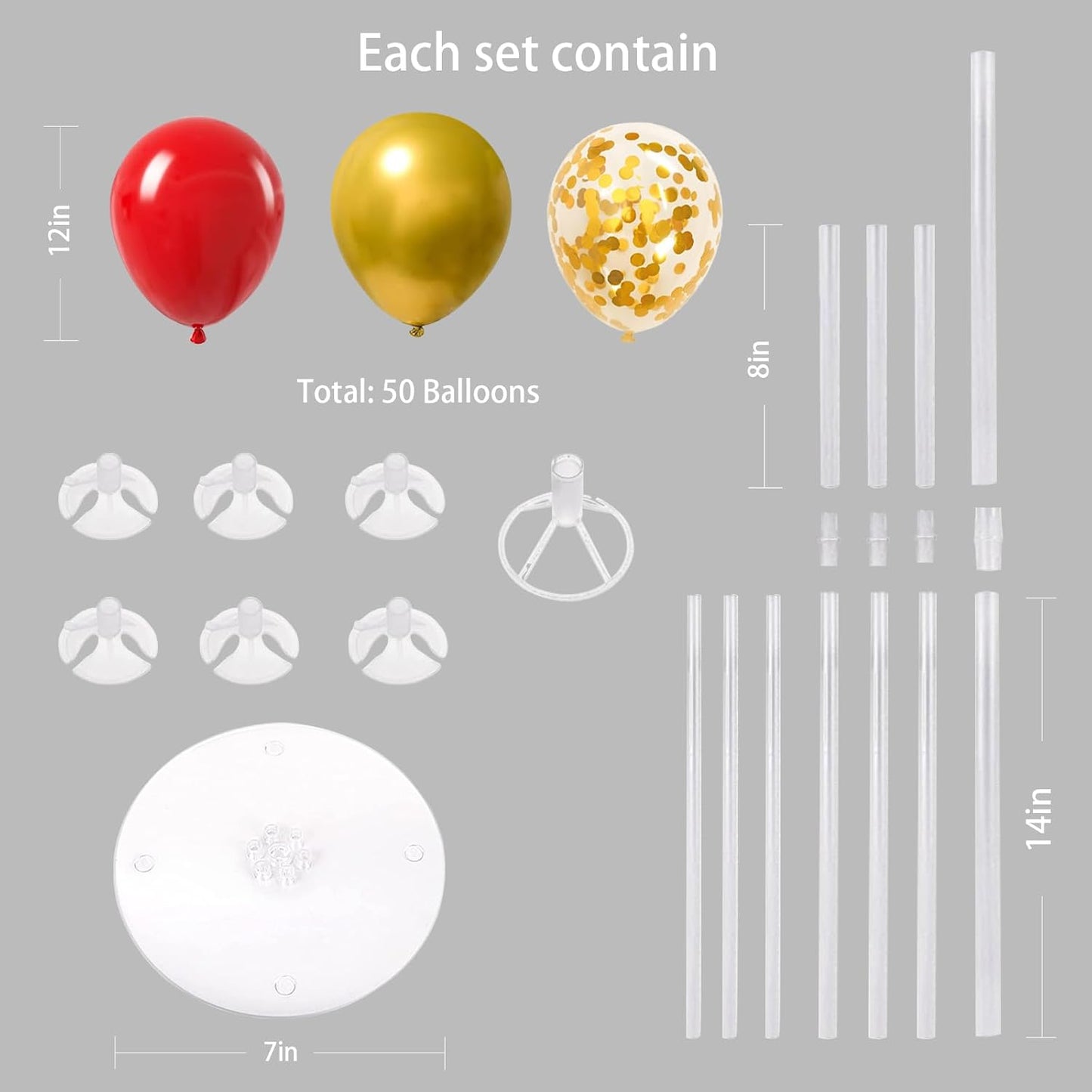 6 Set Balloon Stand Kit for Table Centerpieces With Balloon and Base Party Decorations for Birthday Wedding Retirement Graduation Baby Shower (Black Gold)