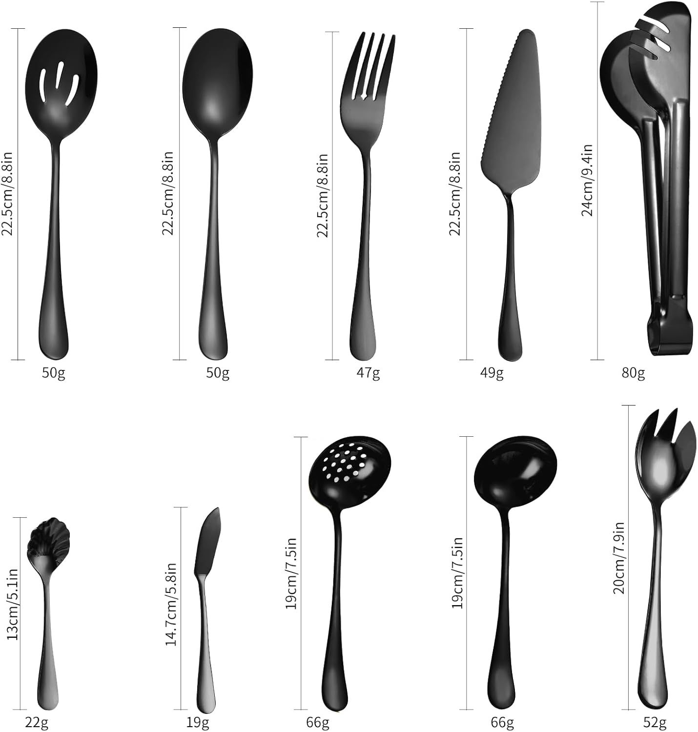 Stainless Steel Serving Utensil Set 10-Piece Buffet Flatware Catering Silverware with Bread Tong,Cake Spatula,Serving Ladles,Salad Fork,Cheese Knife,Large Spoon for Parties Buffet