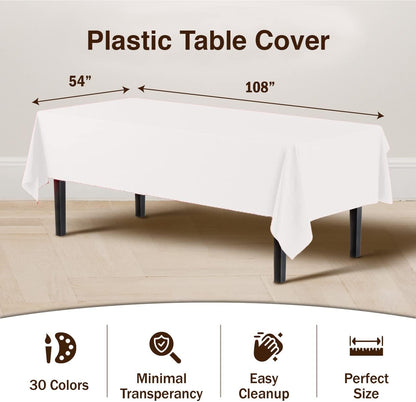 Exquisite Party Solids 6-Pack Premium Plastic Tablecloth 54in. x 108in. Rectangle Plastic Table Cover - Navy