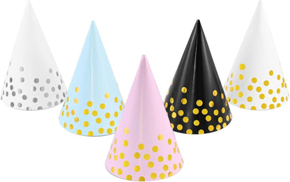 CANREVEL Party Hats for Adults, Birthday Party Headwear Supplies, Cone Hats Bulk for Women Men