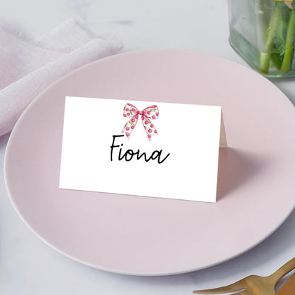 Gold Foil Border Place Cards, Set of 25 Tent Name Cards for Table Setting, Food Label for Wedding, Baby Shower, Birthday Dinner Party Supplies -010