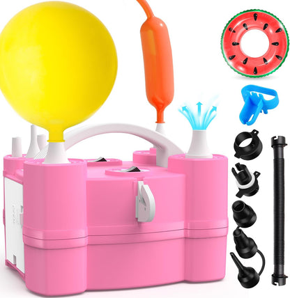 Balloon Pump 3-in-1 Electric Air Pump for All Balloons& Inflatables, Triple Inflating Ports for Latex 260q Foil Mylar Balloon Inflation, Quick-Fill Inflator Deflator for Pool Floats Air Beds