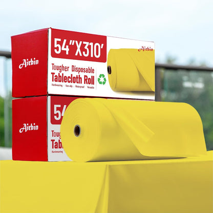 Plastic Table Cloth, 310 Ft X 54 in Disposable Tablecloth White Plastic Tablecloth with Any Cut Sliding Cutters Premium Table Cover Roll for Picnics, Parties, Birthdays, Weddings