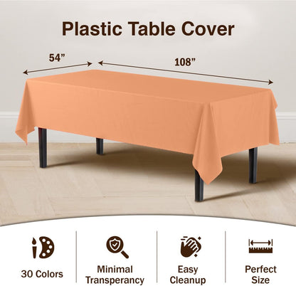 Exquisite Party Solids 6-Pack Premium Plastic Tablecloth 54in. x 108in. Rectangle Plastic Table Cover - Navy