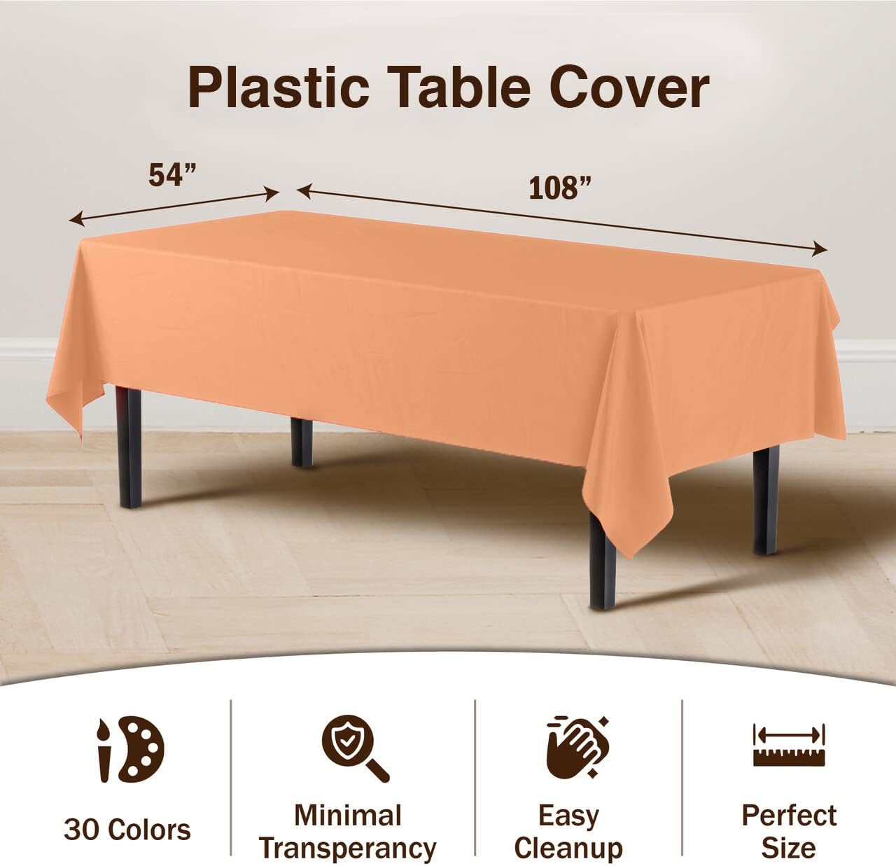 12-Pack Premium Plastic Tablecloth 54in. x 108in. Rectangle Table Cover - Dark Blue - Colors A