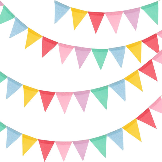 G2PLUS Pre-Strung Burlap Pennant Banner, 39Ft Rainbow Triangle Flag Bunting, 36pcs Pennant Banner Flags Garland for Birthday, Holidays and Theme Party Decorations