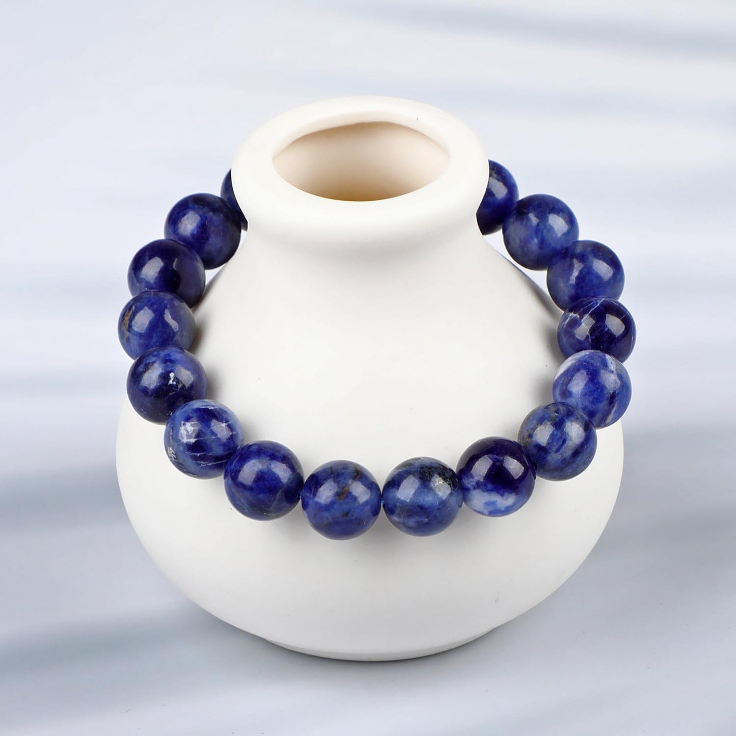 LPBeads Handmade Natural Gemstone Stretch Elastic Bracelet Healing Crystal Round Stone Beads Jewelry Gifts for Women Men