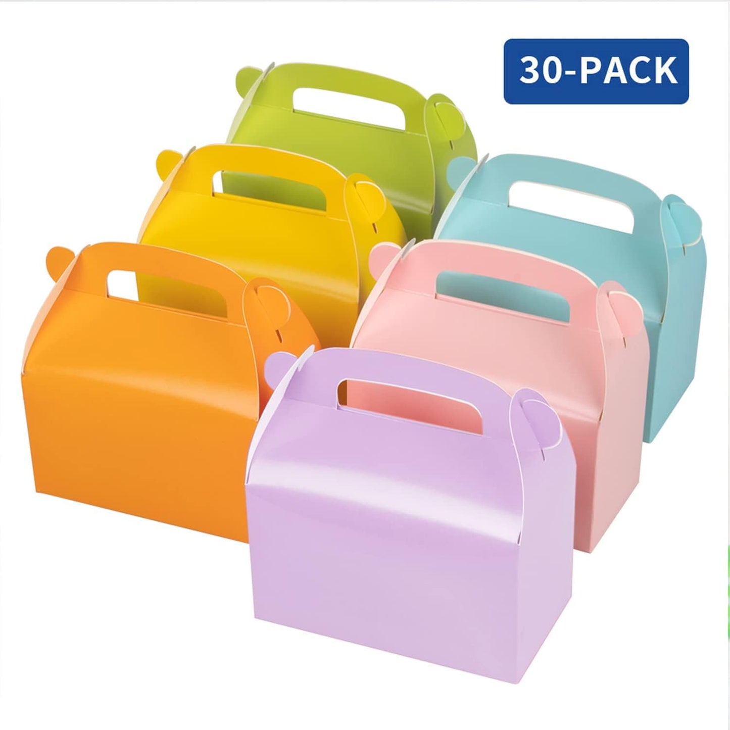 30-Pack Yellow Party Favor Treat Boxes, Goodie Candy Box, Gable Paper Gift Boxes with Handles Perfect for Construction and Chic Yellow Submarine Party Decoration Supplies