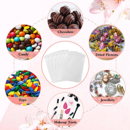 Organza Bags, Organza Bags 5 x 7 Inch, 50 Pcs White Sheer Party Favor Mesh Bag with Drawstring, Small Jewelry Gift Candy Bag for Wedding Christmas Birthday Halloween Graduation Party Favors Supplies