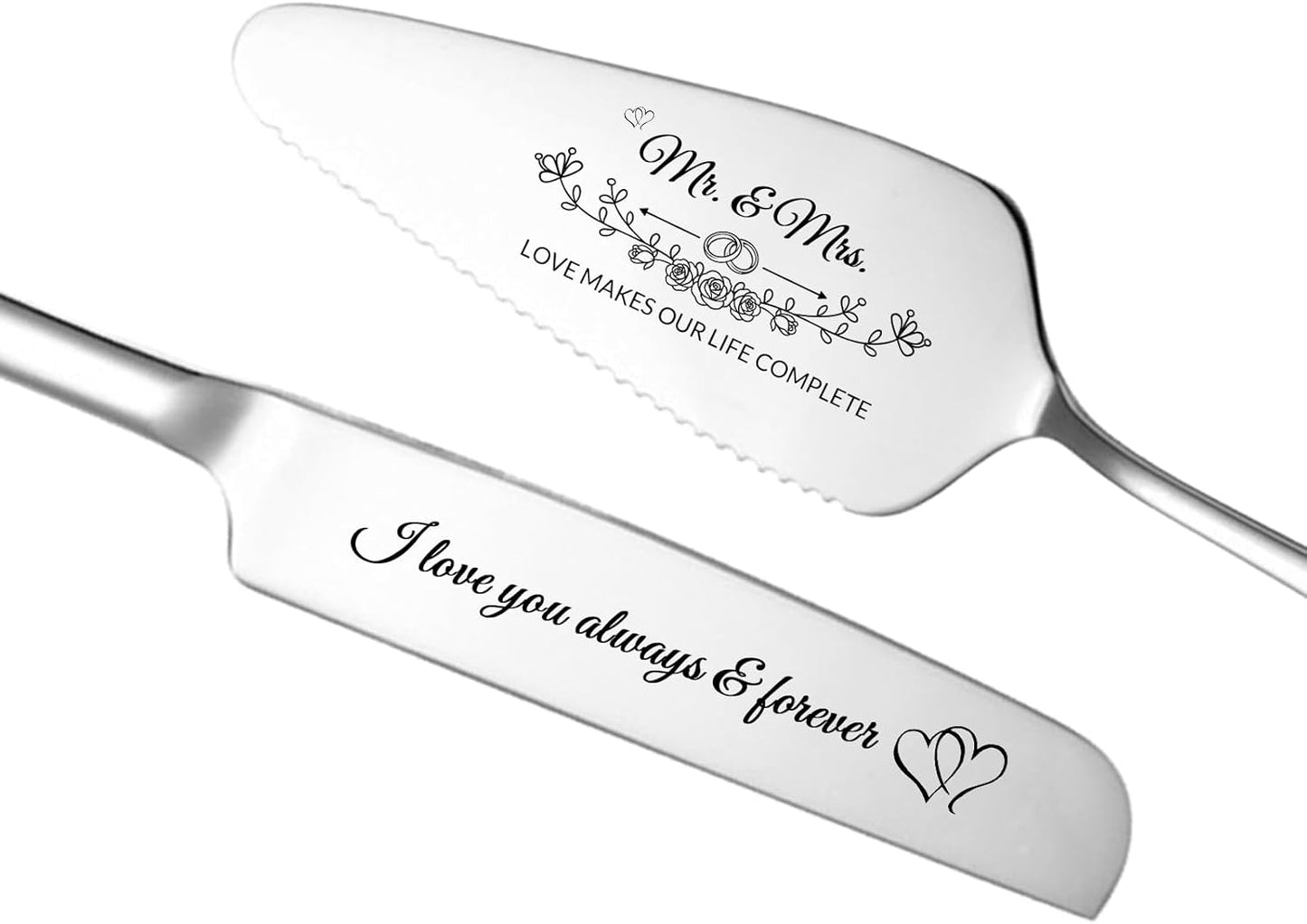 Personalized Cake Cutter Custom Wedding Cake Knife and Server Set Stainless Steel Cake Cutting Set Customize Gifts for Wedding Birthday (Black)