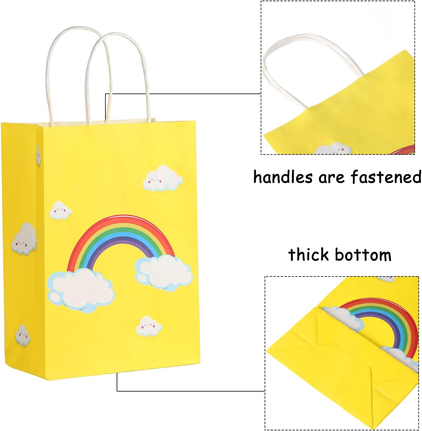 BLEWINDZ 32 Pieces Gift Bags with 32 Tissues, 8 Colors Party Favor Bags with Handles, Rainbow Gift Bag for Wedding, Birthday, Party Supplies and Gifts