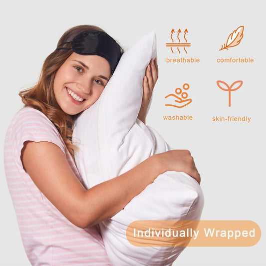 12 Pack Blindfold Eye Mask Cover Sleep Mask for Team Games Travel Sleep Party Supply with Adjustable Strap for Women Men Kids, Black