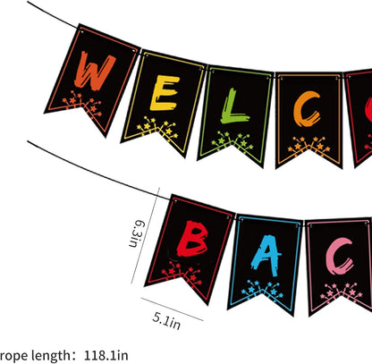 Welcome Back Banner, Glitter Welcome Banner Pre-Assembled Ready to Hang, Back to School Classroom Decorations for Teachers Students, Homecoming Party Decorations, Family Reunion & Office Celebrations
