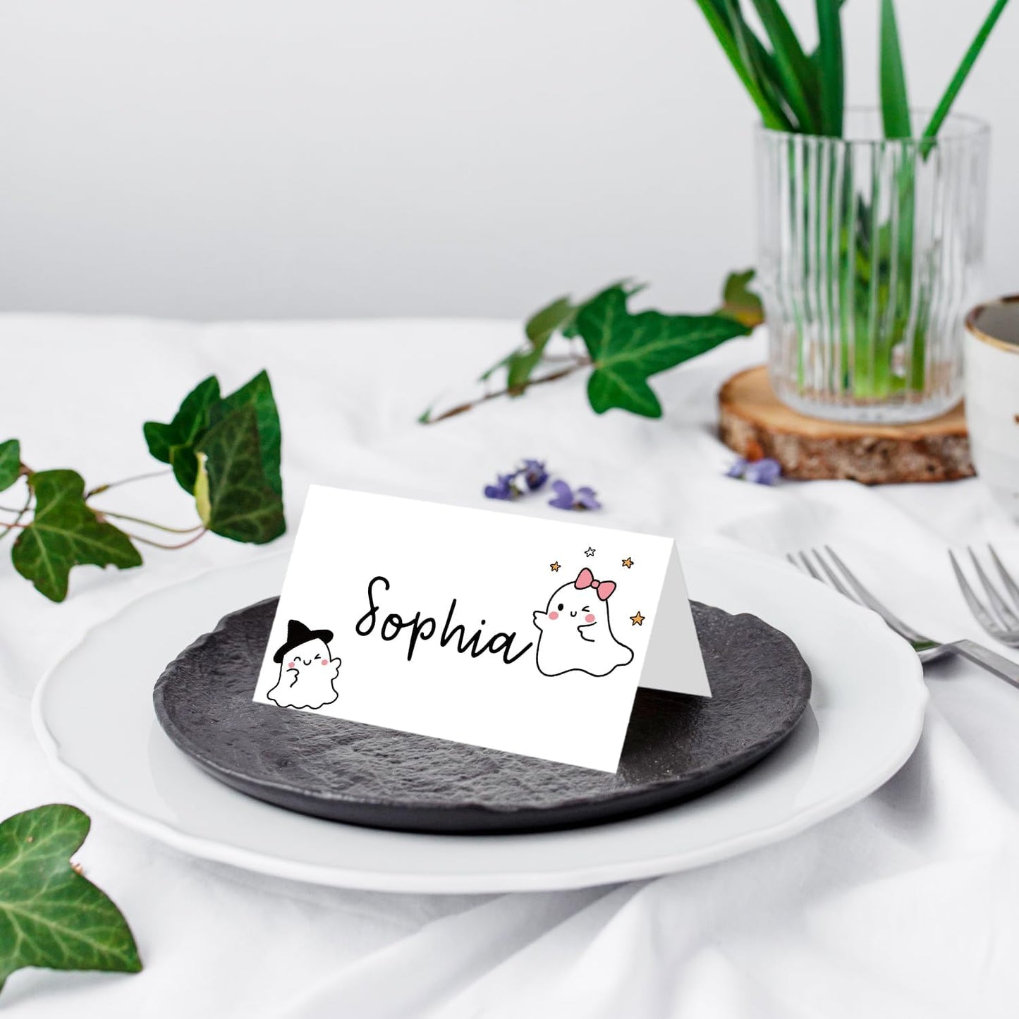 25 Pack Pink Plaid Bow Place Cards, Editable Name Cards for Table Setting, Tent Cards Food Label for Dinner Party, Bridal Shower, Wedding, Baby Shower and Events -T30