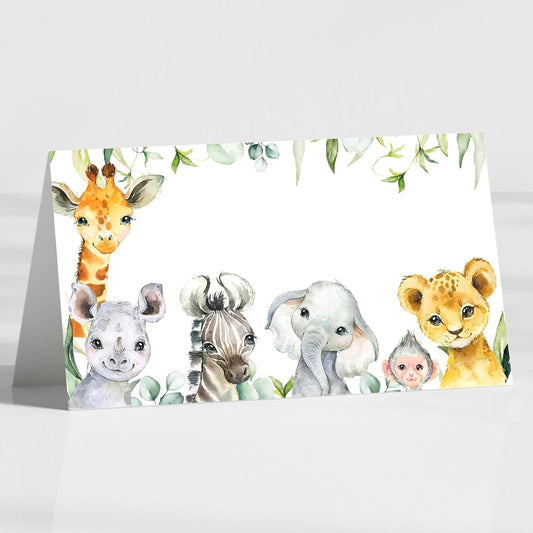 120 Pack Woodland Baby Shower Place Cards, 3.5" x 2" Foldable Table Tent Name Cards, Food Labels for Forest Animals Baby Shower Birthday Party Reception Tables Placement Party Decorations