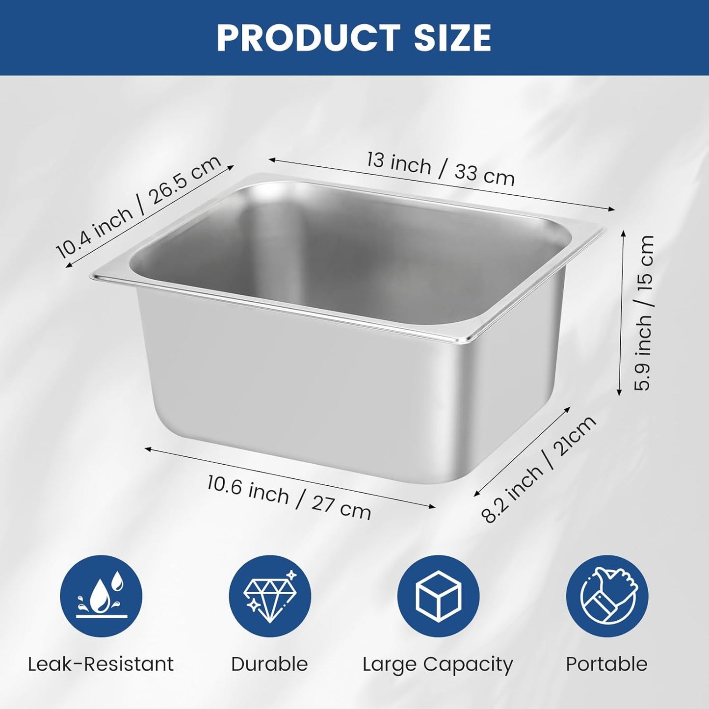 2 Pack Ice Bucket for Freezer,Freezer Ice Bin (large),Ice Buckets for Parties,Champagne Bucket,Stainless Steel Ice Bin for Freezer,Suitable for parties, picnics,and kitchen storage