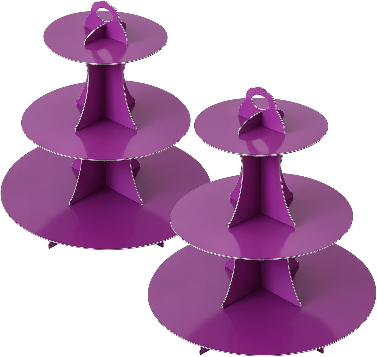 Soleebee 3-Tier Round Cupcake Stand, Cardboard Cupcake Tower, Dessert Cup Cake Stand Tower for Birthday Wedding Party Decoration, Cupcake Tier Stand 1 Set (Hot Pink)