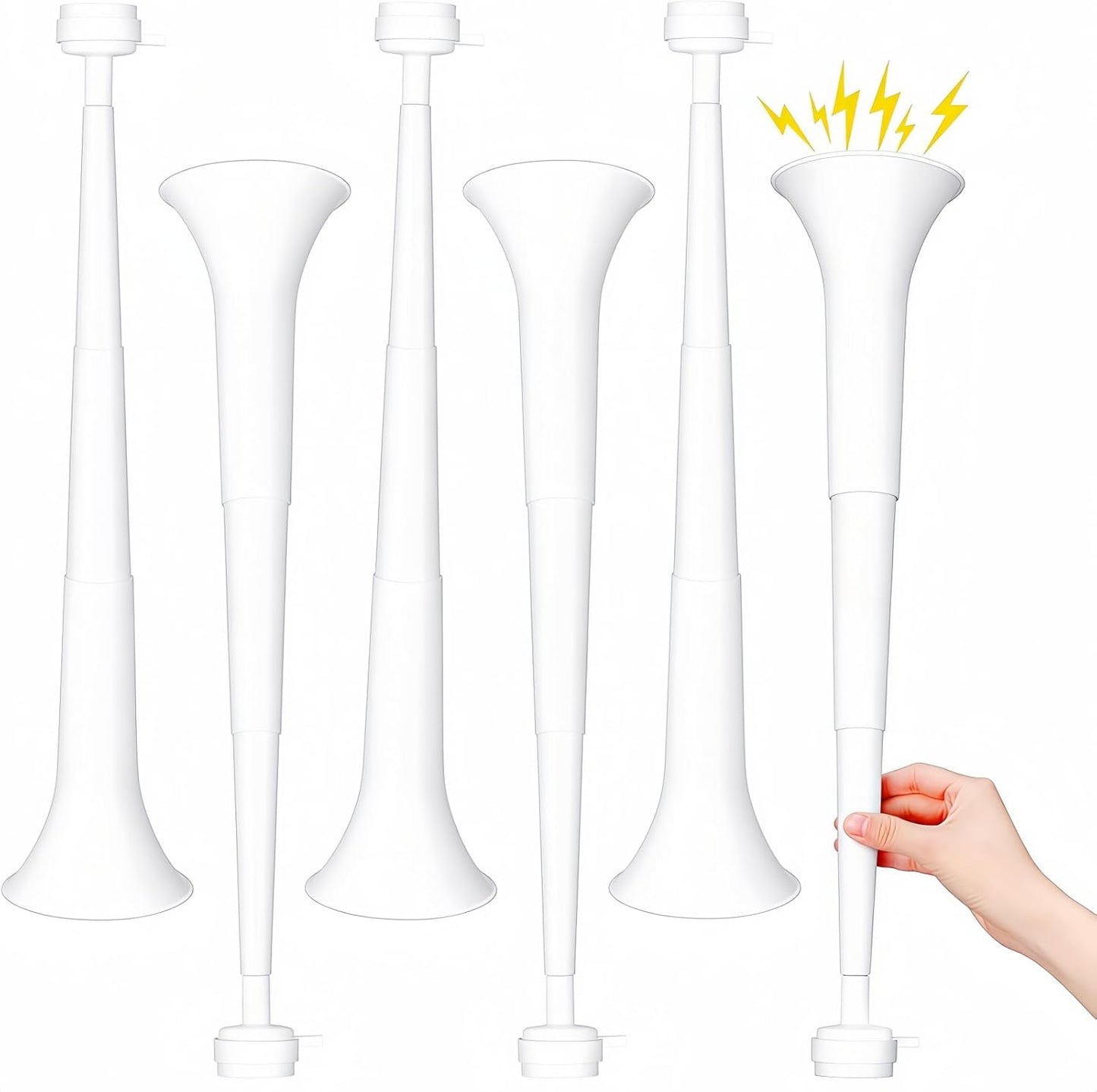 6 Pcs Stadium Horn for Adult, 21 Inch Vuvuzela Plastic Collapsible Cheering Trumpets for Sporting Events Football Carnival Party, Red