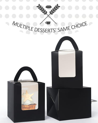 qiqee 60pcs Cupcake Boxes Individual Disposable White Single Box with Window 3.6 * 3.6 * 4.3inch Cupcake Containers/Holders