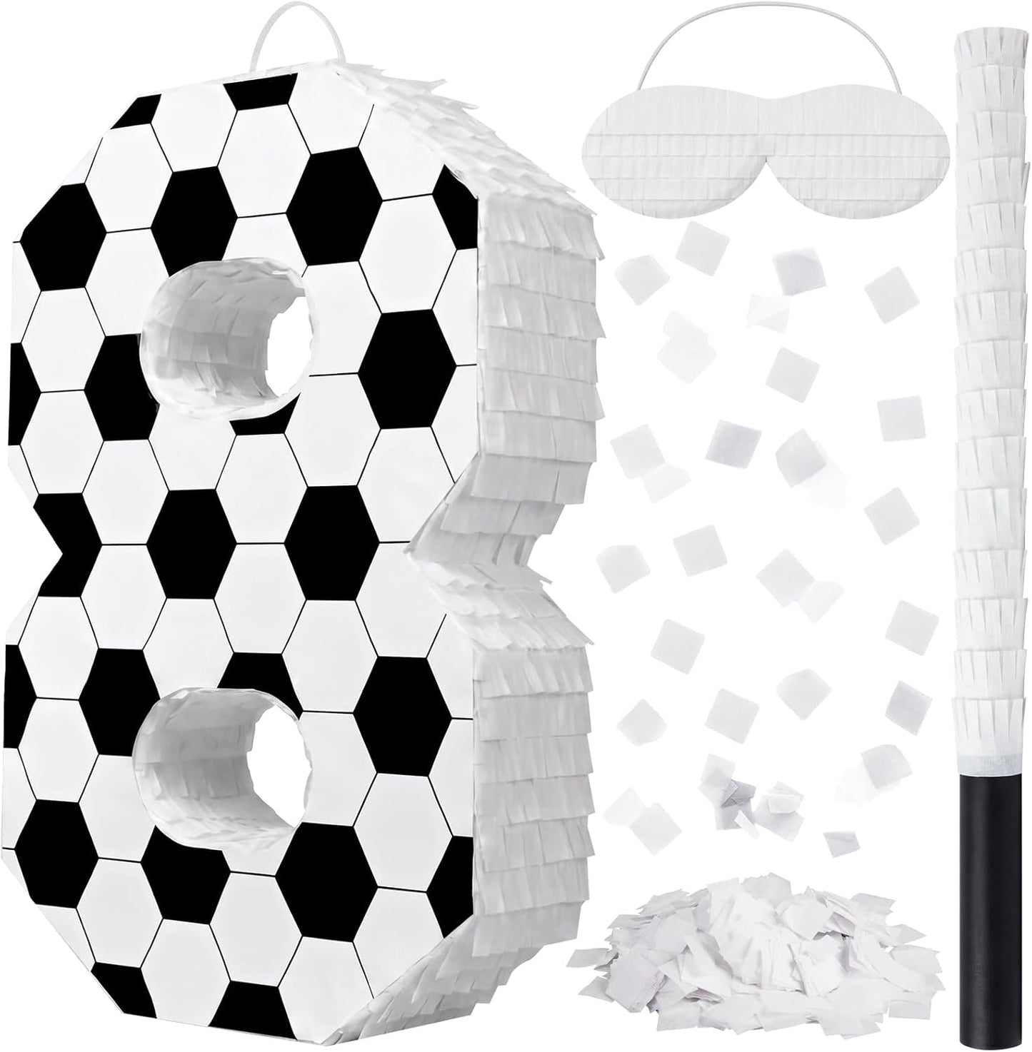 Gemscream Number 9 Soccer Piñata Bundle with Blindfold and Stick Small Piñata Party Decoration for Mexican Fiesta Cinco De Mayo School Anniversary Football Party Celebration Gift 15.75 x 11 x 2.8 in