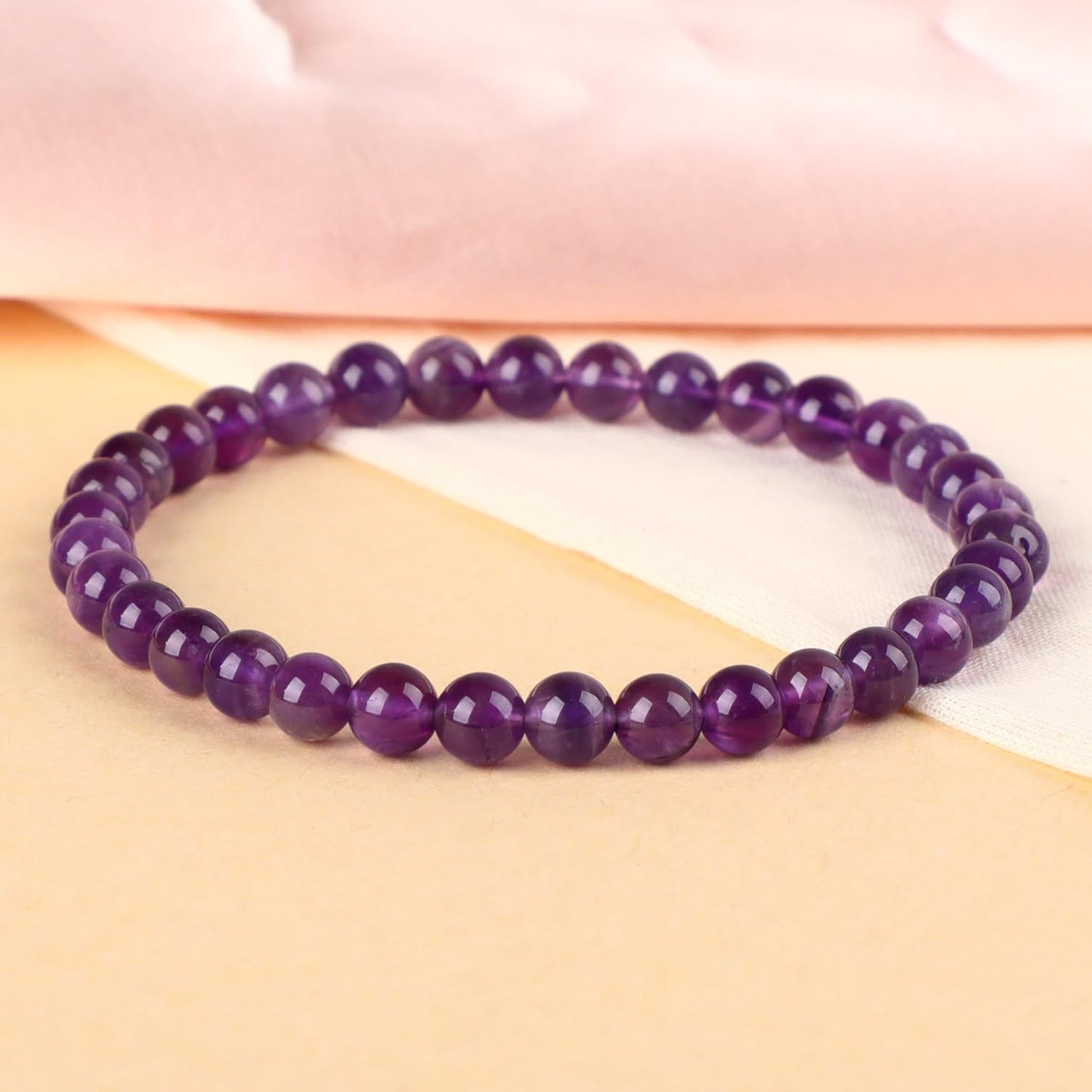 LPBeads Handmade Natural Gemstone Stretch Elastic Bracelet Healing Crystal Round Stone Beads Jewelry Gifts for Women Men
