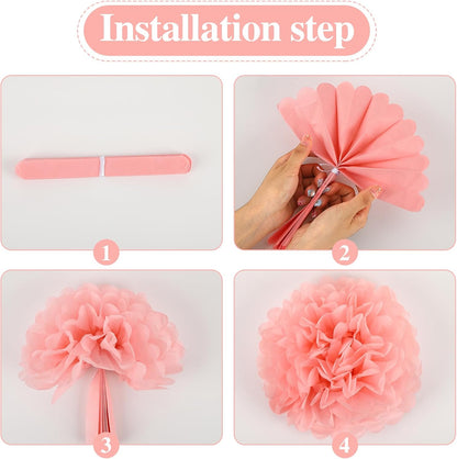 BestoFun 16 PCS Sage Green Party Decorations Tissue Paper Flowers Christmas Party Decors Hanging Pom Poms Decorations for Xmas New Year Winter Holiday Decorations