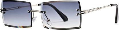 Rectangle Sunglasses for Men/Women Small Rimless Square Shade Eyewear