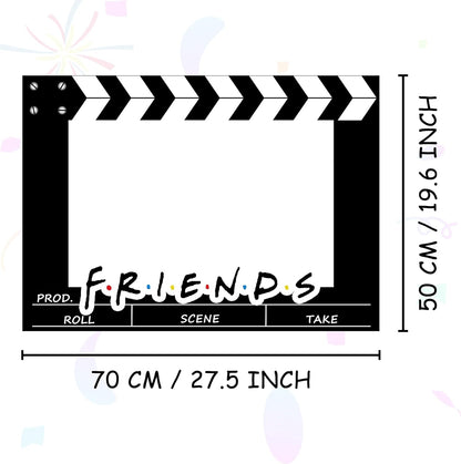 Friends Themed Photo Booth Props, 27.5 x 19.6 in Photo Booth Frame Friends Merchandise Party Decorations Supplies for Birthday, Graduation, Festivals, Anniversary, Wedding (Film Clapper Board Style)