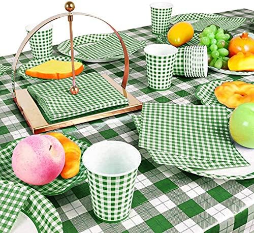 Gatherfun Disposable Red and White Gingham Paper Napkins (Pack of 50)