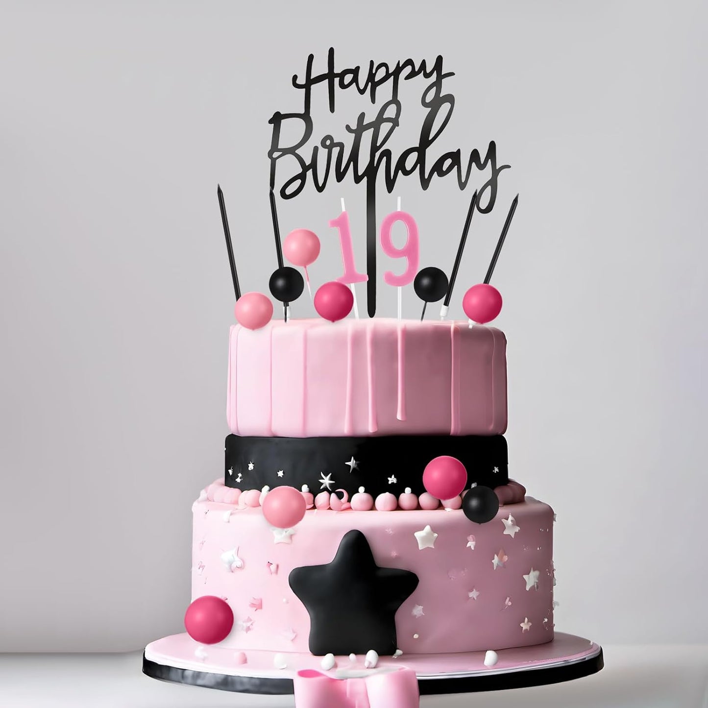 Yerliker 34 Pcs Happy Birthday Cake Toppers Decorations Birthday Candles DIY Cake Decor for Men Women Wedding Anniversary(Gold)