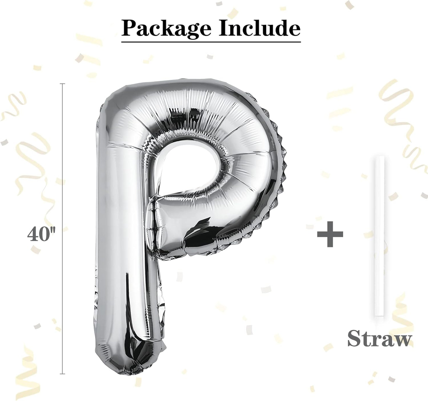 40 inch Silver Letter A Balloon, Big Size Alphabet Foil Mylar Helium Balloons for Birthday Party Celebration Wedding Anniversary Baby Shower Decorations Supplies Alphabet A