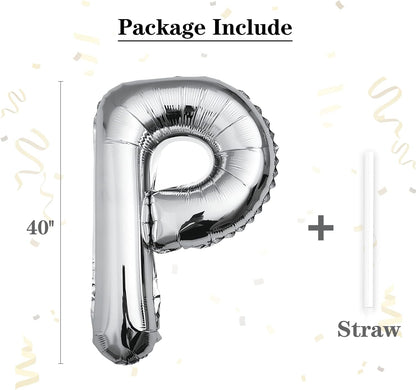 40 inch Silver Letter A Balloon, Big Size Alphabet Foil Mylar Helium Balloons for Birthday Party Celebration Wedding Anniversary Baby Shower Decorations Supplies Alphabet A