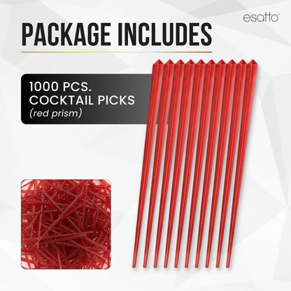 1000 Pcs Cocktail Picks Prism 7.62cm (3") - Sleek, Stylish Garnish for Cocktails, Perfect Plastic Toothpicks for Appetizers & Drinks, Versatile Fancy Skewers Food Pick for Charcuterie Parties