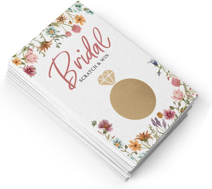 Printed Party Bridal Shower Game Set – 4 Fun Games and Activities for 30 Guests, Includes Bingo, He Said She Said, Bride & Groom Trivia, and Wedding Phrase Guessing Game, Love In Bloom Wildflower Design