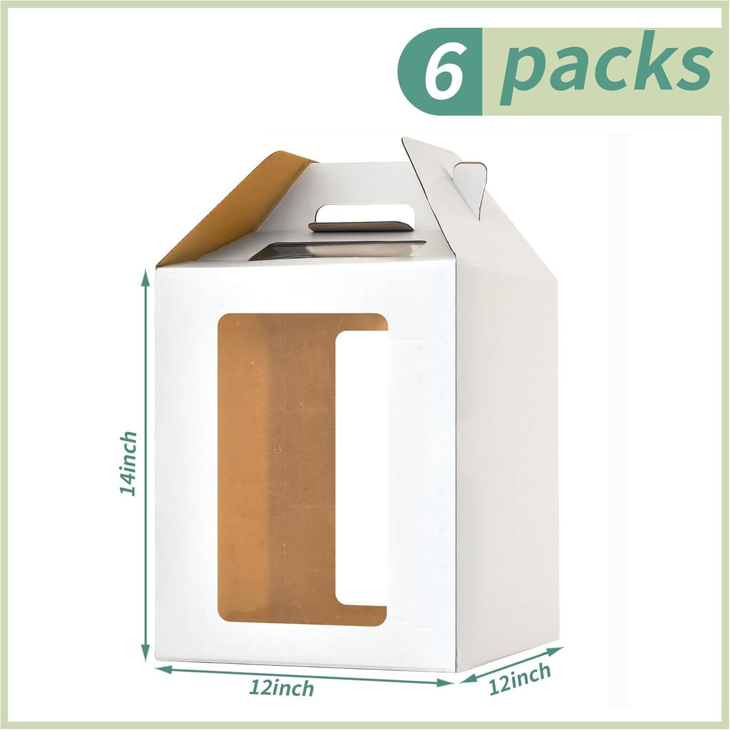12x12x14 Inch Tall Cake Boxes with windows,10in 12in Tall Cake Carrier, Large Tiered Cake Box,Durable White Bakery Box, Layer Cake Box, large cake box(2pack)