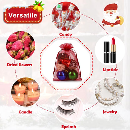 HRX Package 100pcs White Organza Bags, 4x6 inch Mesh Bags Drawstring Gift Bags Jewelry Pouches for Candy Wedding Favors Christmas