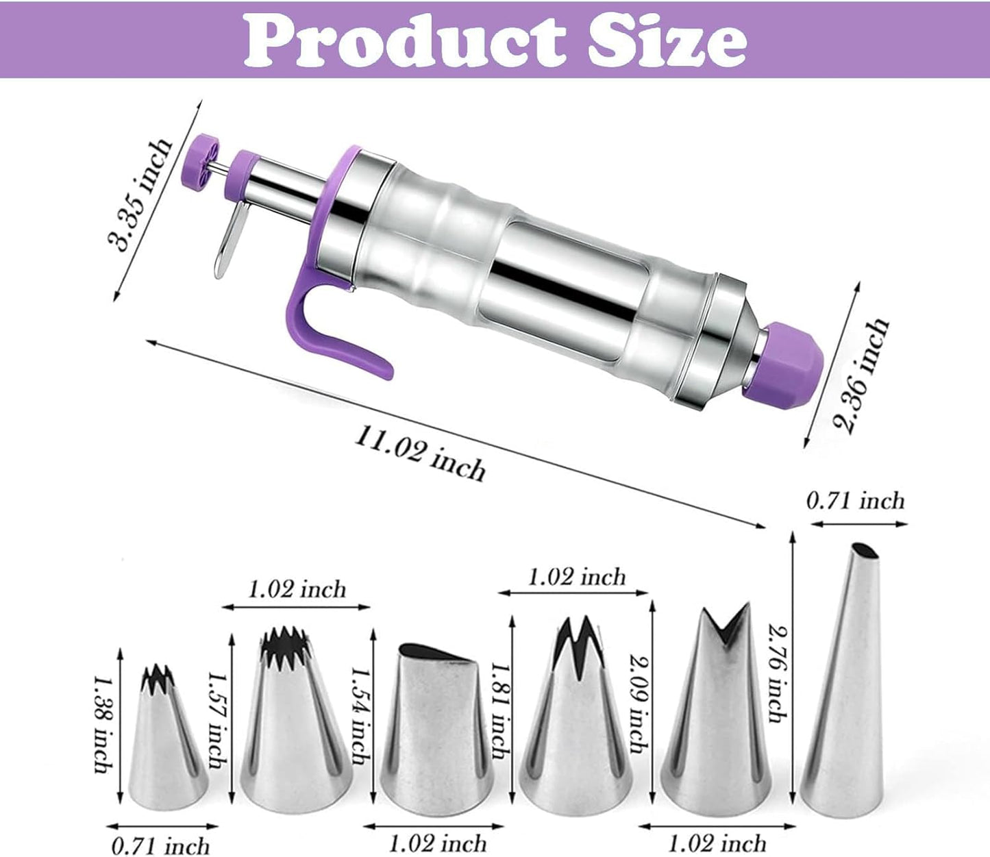 Dessert Decorating Syringe Set, Icing Piping Kit Stainless Steels Cake Decorating Tools 30 Piping Icing Nozzles Cupcake Decorating Kit - Black