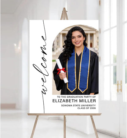 Graduation Party Welcome Sign, Custom Photo Grad Party Sign, Personalized High School & College University Grad Decoration #4