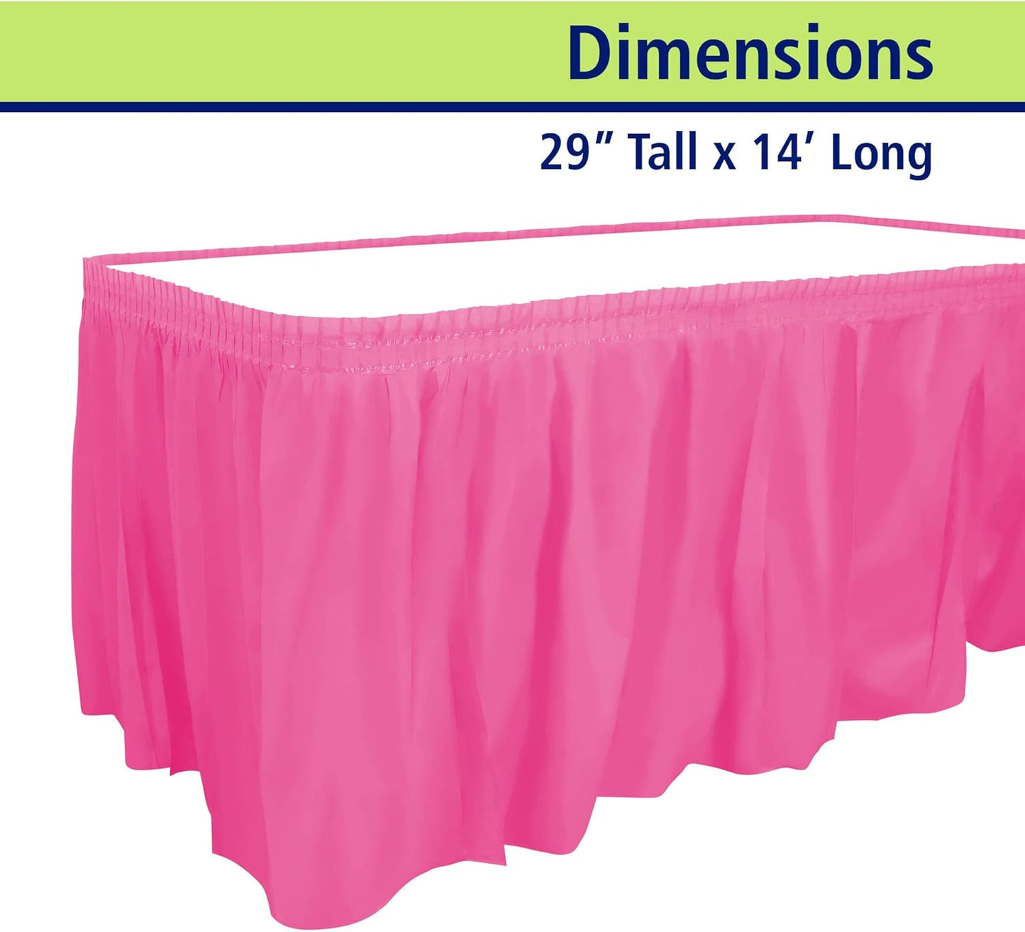 Party Dimensions Plastic Table Skirt, 29-Inches by 14-Feet - White - 6 Pack