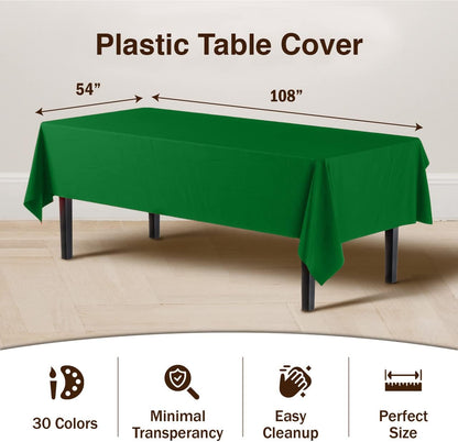 Exquisite Party Solids 6-Pack Premium Plastic Tablecloth 54in. x 108in. Rectangle Plastic Table Cover - Navy