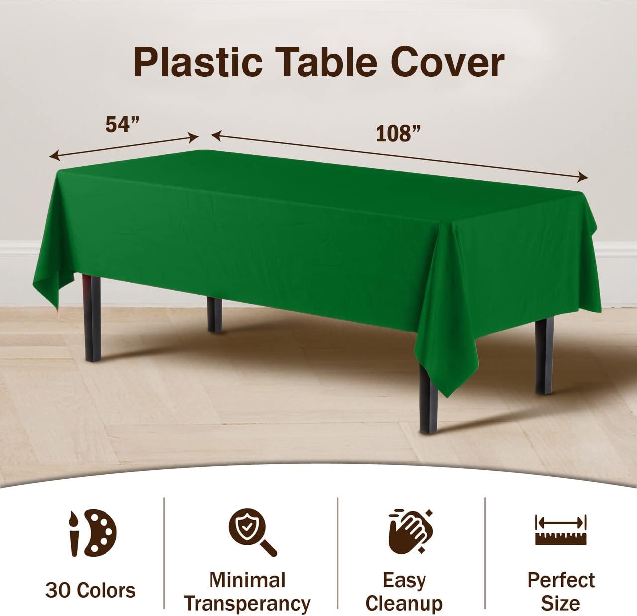 12-Pack Premium Plastic Tablecloth 54in. x 108in. Rectangle Table Cover - Dark Blue - Colors A