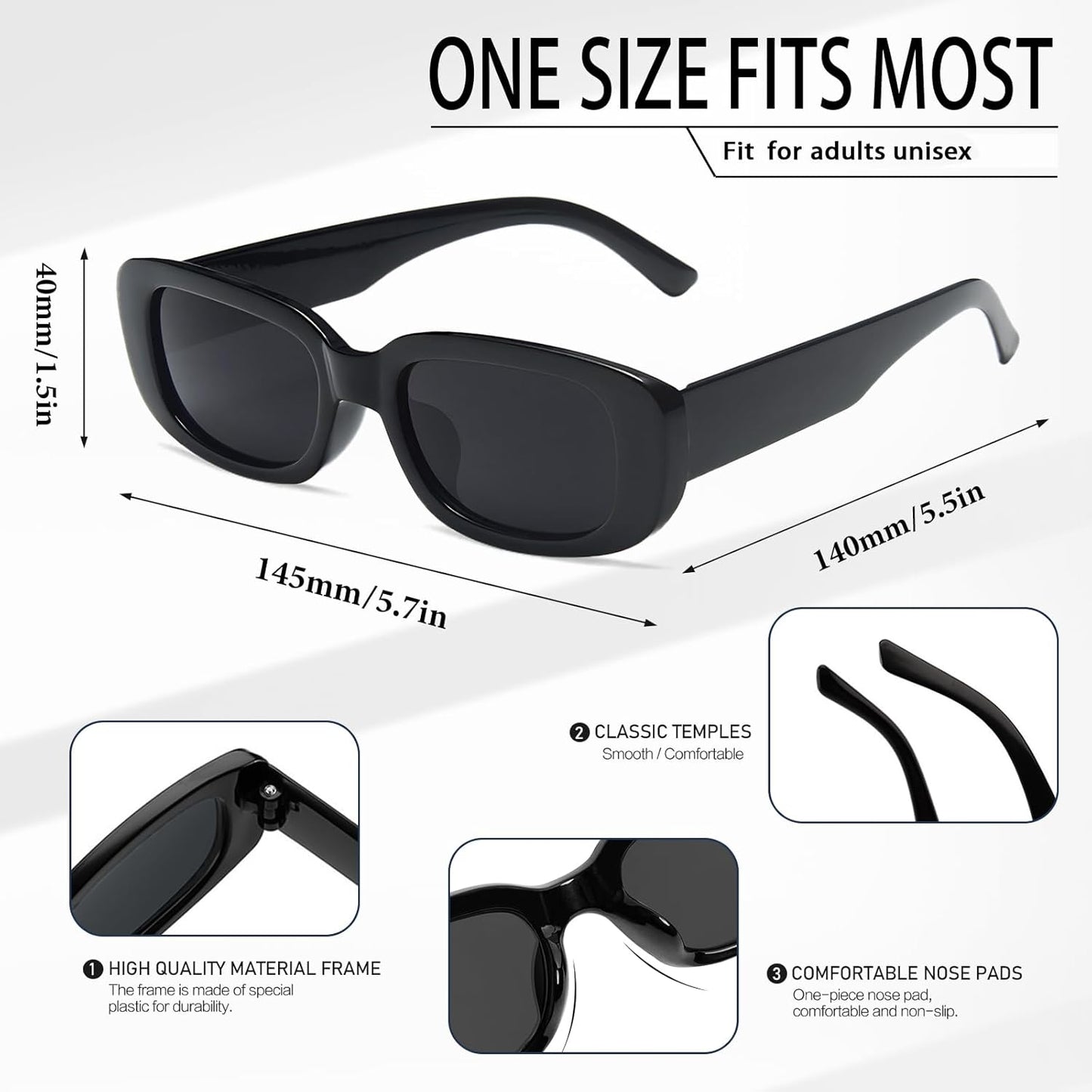Pibupibu 40 Pack Rectangle Sunglasses Bulk 90s Retro Cool Party Sunglasses for Women Men Fun Glasses Set